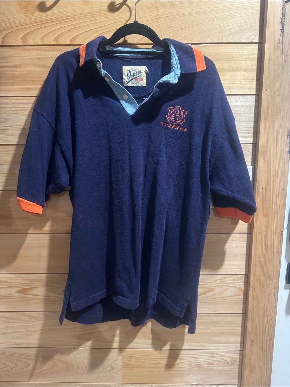 Dehen Navy Polo Rugy shirt with Orange Accents - Auburn Tigers Logo
